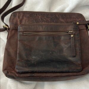 Luxeoria Distressed Brown Leather Shoulder/ Crossbody Bag